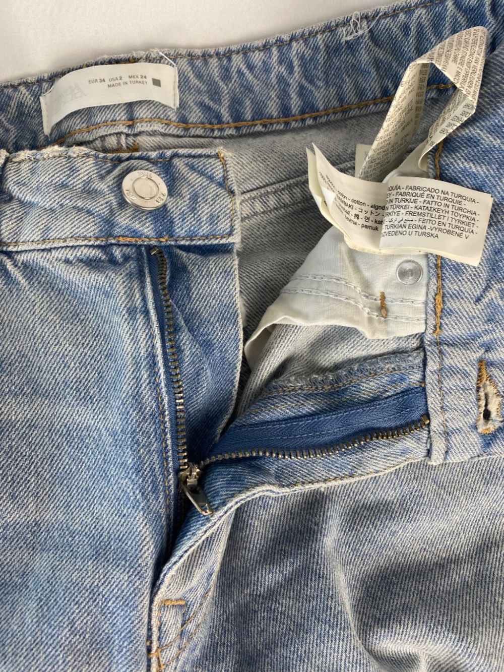 Zara Z1975 High Waist Wide Leg Combined Two tone Jeans Size 2 - Picture 7 of 10